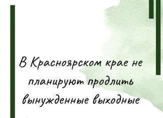 В Красноярском крае не планируют продлить период вынужденных выходных, которые объявил президент РФ.