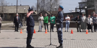 Смотр строевой подготовки курсантов патриотических клубов Богучанского района.